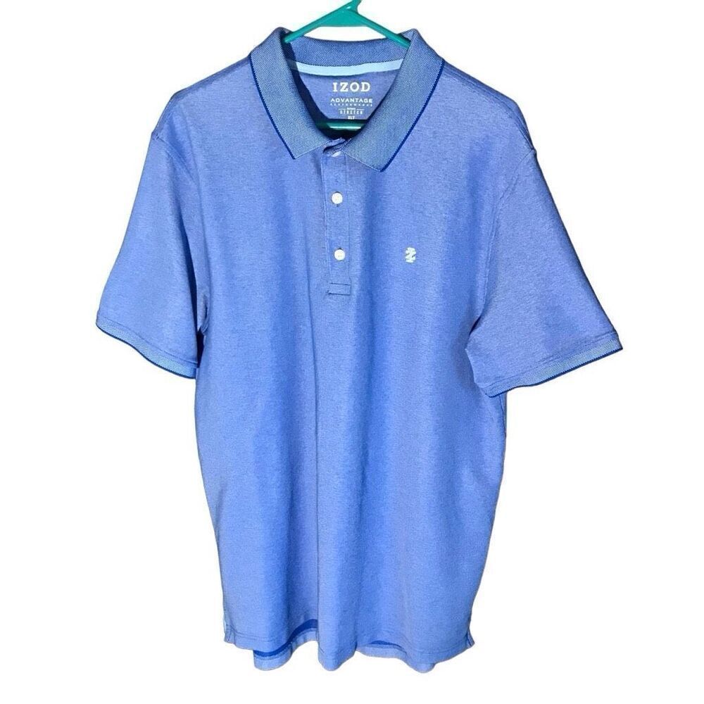 Izod Advantage Performance Golf Polo Size XL Tall XLT Shirt blue short sleeve